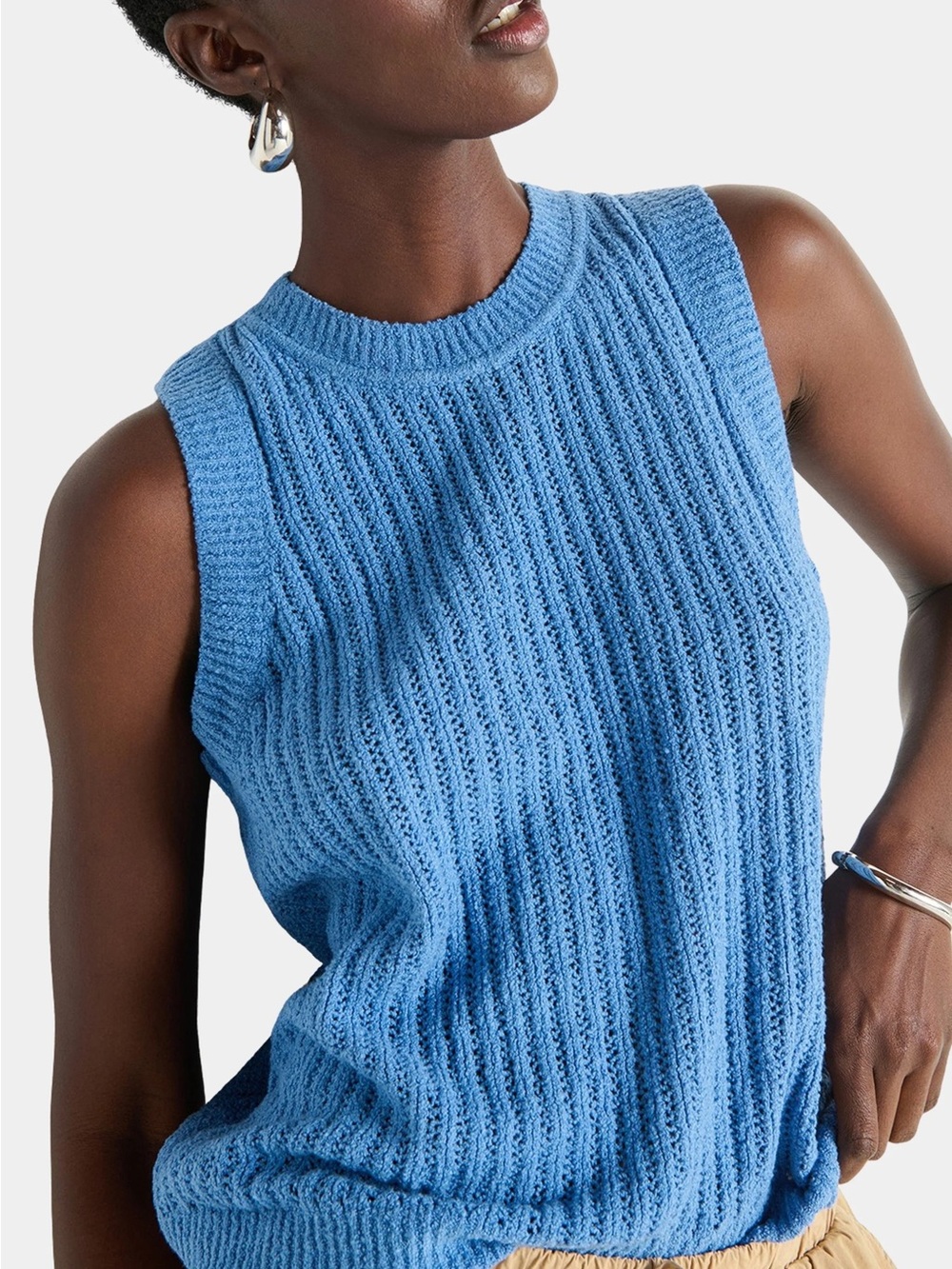Nation LTD Eliana Pullover Vest Knit Top Blue XS
